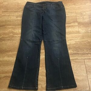 Jackie Blue Denim Women’s 14 Wide Leg Button Fly Front